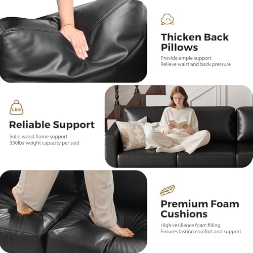 ABCASA 118.5" Faux Leather Luxury Modular Sleeper Sofa Bed - Image 3