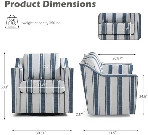 Swivel Accent Chair, Striped Armchair - Image 2