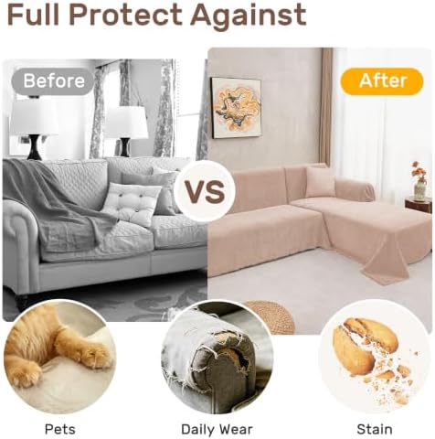 2 Pieces Sectional Couch Covers L Shaped Cover XXL Pink - Image 5