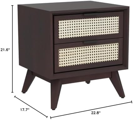 Bme Jasper Deluxe Solid Wood Rattan Nightstand Fully Assembled-Mid Century - Image 2