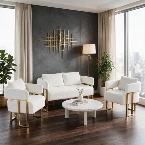 YISHENG Loveseat Sofa and 2 Accent Chairs, Comfy 3 Piece Sofa Couch by Yisheng