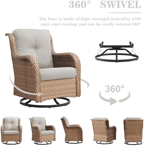 Belord 5 Piece Wicker Patio Furniture Set, Outdoor Swivel Rocker Chairs Set of 2 - Image 2
