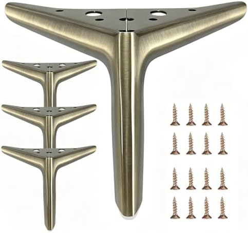 6 inch /15cm Brushed Bronze Color Metal Furniture Legs Set of 4 by Smaxcn