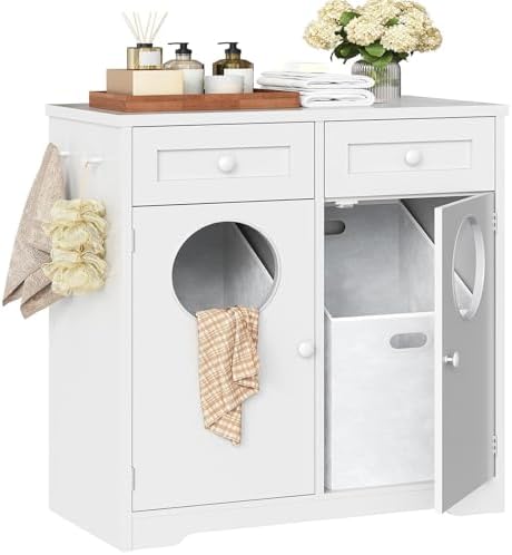 HOOBRO Double Laundry Hamper Cabinet, Hidden Laundry Cabinet by HOOBRO