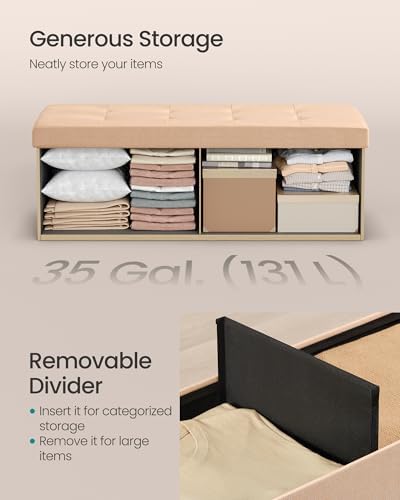 SONGMICS 43.3 Inches Folding Storage Ottoman Bench, Load 660 lb - Image 6