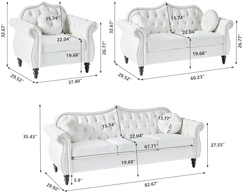 AVZEAR 60" Loveseat Sofa, Chesterfield Sofa, Mid-Century Modern Velvet - Image 2