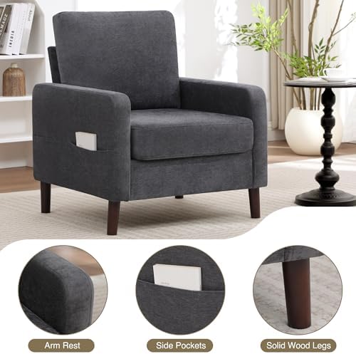 Accent Chair Set of 2, Upholstered Living Room Chairs - Image 4