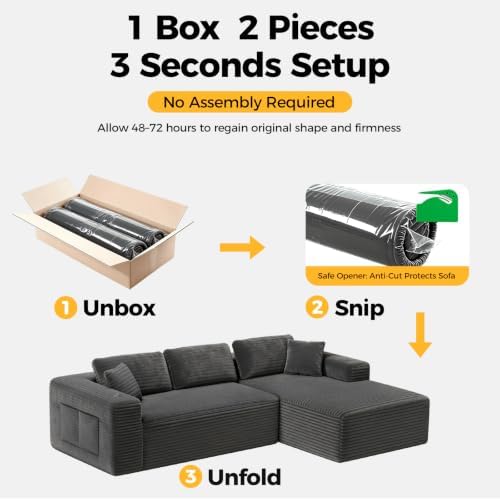 CAMMOO 108" L-Shaped Boneless Sectional Sofa, Cloud Couch in One Box - Image 3