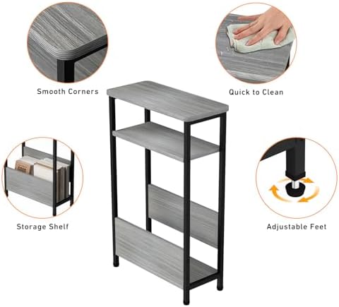 THUMEYE 7.1" Narrow Side Table for Small Spaces, 3 Tier Small End Table - Image 4