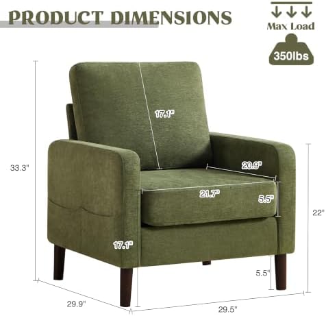 Accent Chair for Living Room, Modern Reading Chair for Bedroom, Upholstered - Image 2