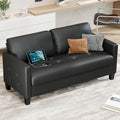 59” Black Faux Leather Loveseat, 2 Seater Couch by STHOUYN