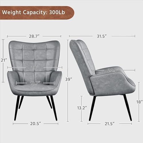 Yaheetech Faux Leather Accent Chairs Set of 2 - Image 3
