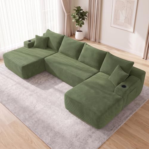 Yafylly 126" U Shaped Boneless Sectional Couch by Yafylly