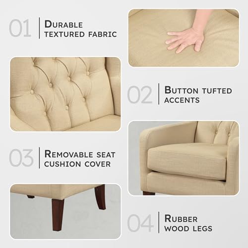 Lexicon Living Room Accent Chair, Button Tufted Wingback, Track Arm, Reversible - Image 3