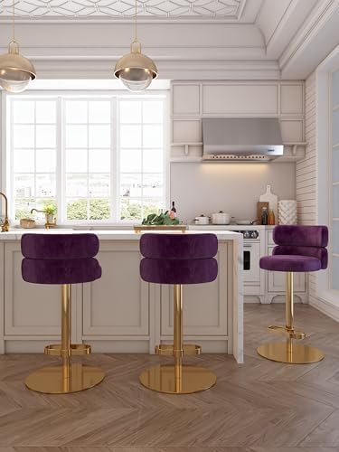 Bar Stool, Swivel Adjustable Velvet Counter Stool - Image 5