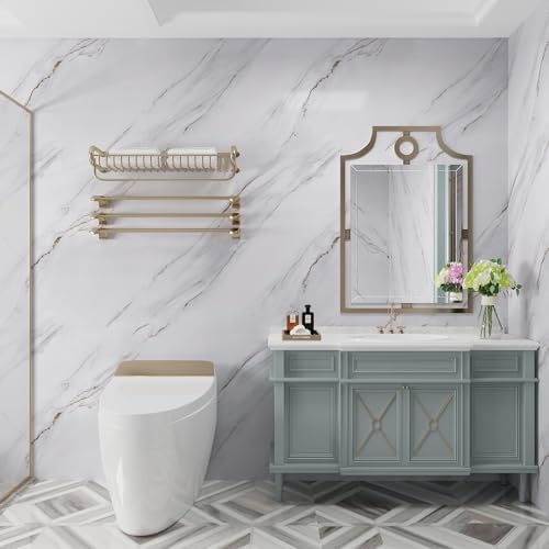 15.7"x354.3" Glossy White Marble Contact Paper - Image 5