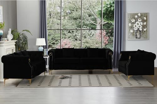 Hybition 3-Piece Living Room Sofa Set, Tufted Design - Image 4