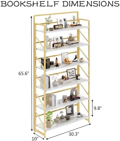 JSB 6 Tier No Assembly Folding Bookshelf, 30.3" Wide Foldable Storage Bookcase - Image 3