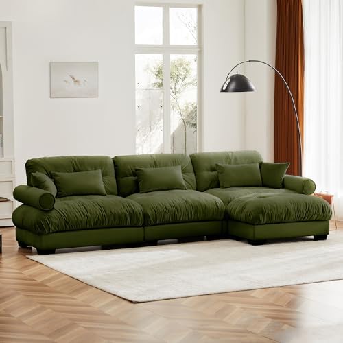 130" Modular Sectional Sofa, Velvet Upholstered Couches - Image 3