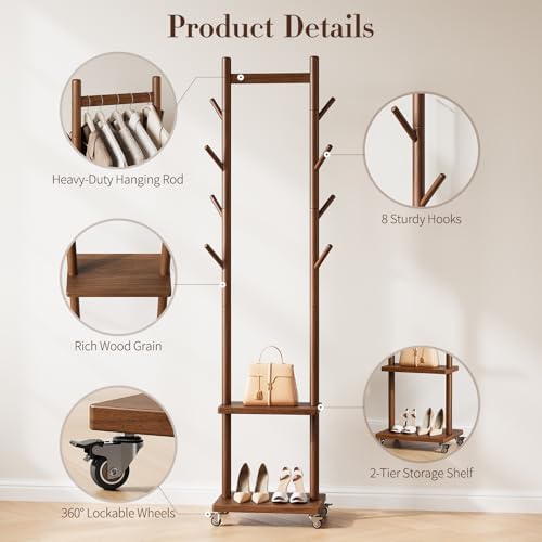 Yoobure Solid Wood Coat Rack Freestanding - Image 5