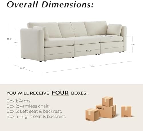 CHITA 112" Modular Sectional Sofa, 3 Seat Modular Couch - Image 2