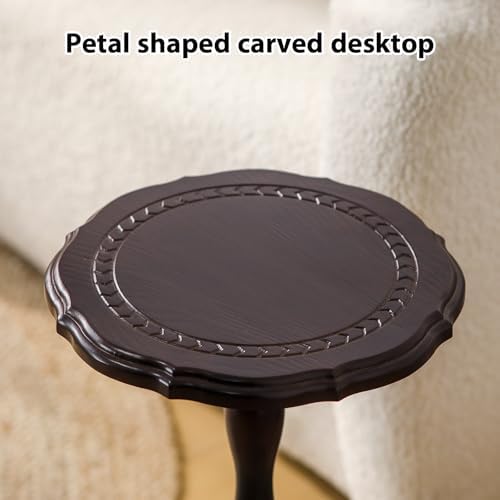 26.3” High Round Side Table, 100% Solid Wood Small Drink Table - Image 5