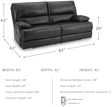 Signature Design by Ashley Mountainous Modern Leather Match Wall Hugger Power - Image 3