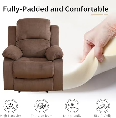 Single Recliner Sofa for Adult, Manual Reclining Couch, Living Room Furniture - Image 3