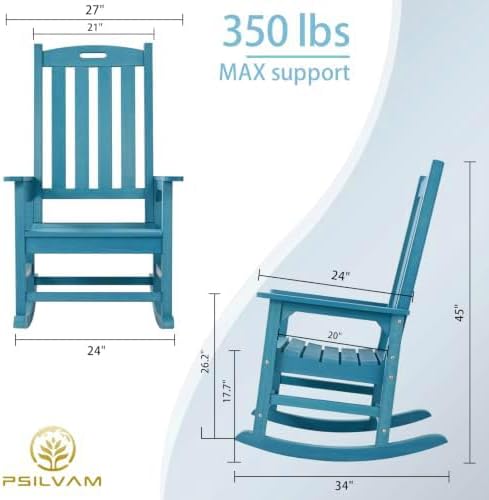 Psilvam Outdoor Rocking Chairs Set of 2, Oversized Porch Rocker - Image 3
