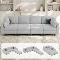 Sectional Sleeper Sofa, 8 Seaters Modular Sleeper Sofa Couch, Light Grey by Mangodan