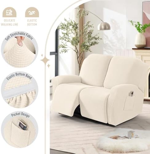 TAOCOCO Oversized Stretch Loveseat Recliner Covers 6 Piece - Image 3