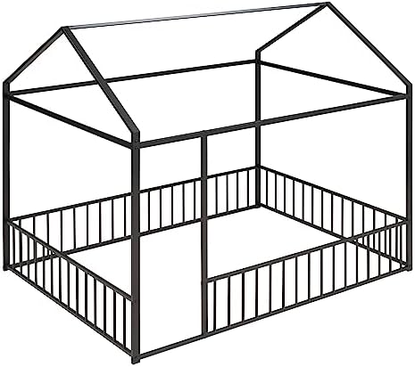 Flieks Full Size Metal Bed House Bed Frame - Image 7