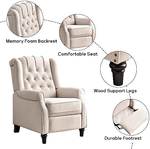 EBELLO 2 Pcs Pushback Recliner Chairs, Fabric Armchair Push Back Recliner - Image 4