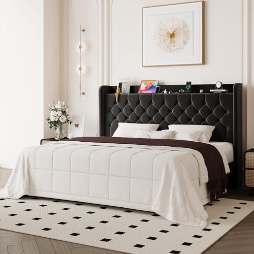Allewie King Size Bed Frame, Storage Headboard & Charging Station - Image 3