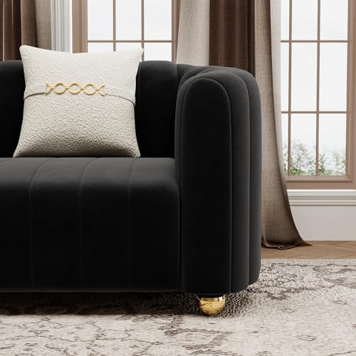 2-Piece Black Velvet Tufted Sofa Set - Image 5