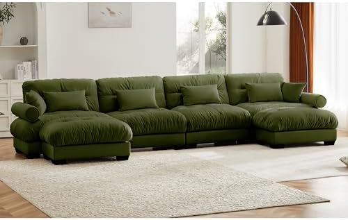 166" Modular Sectional Sofa, Velvet Upholstered Couches - Image 4