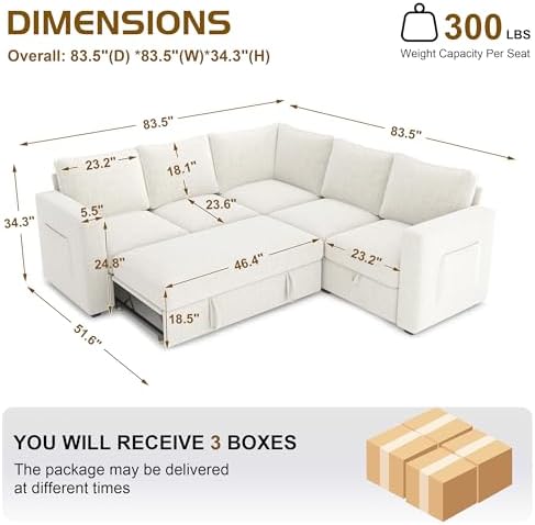 Sectional Sleeper Sofa, Pull Out Couch - Image 3