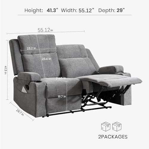 55" RV Loveseat Recliner – Space-Saving Double Reclining RV Sofa, Compact - Image 2