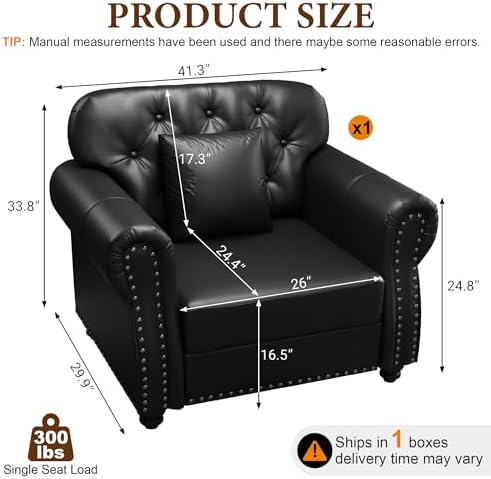41.3'' Faux Leather Chesterfield Accent Sofa - Image 2