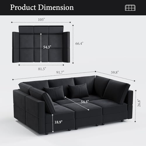 Vesgantti 92" 6 Seats Modular Sectional Sleeper Sofa - Image 2