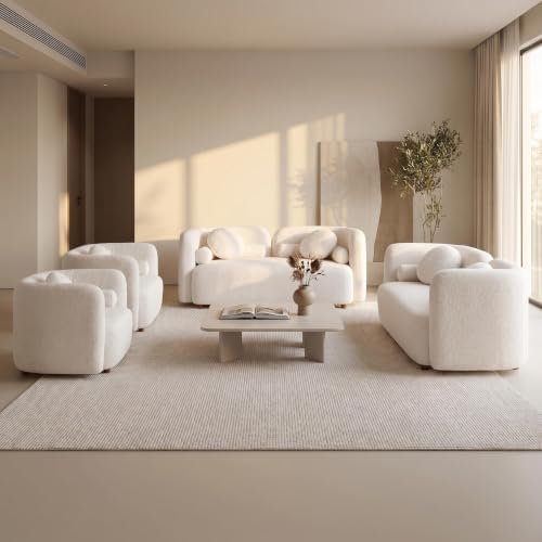 4-Piece Curved Sofa Set, 2 Loveseats & 2 Accent Chairs - Image 7