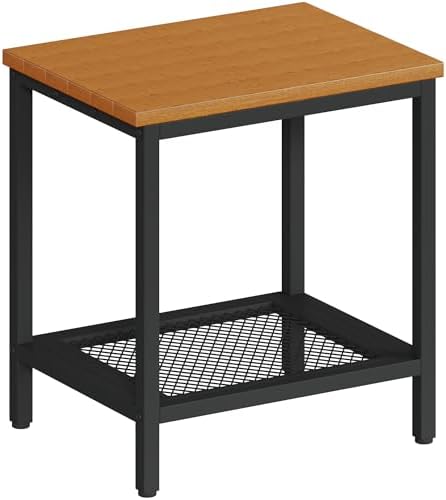 Outdoor Side Table with Storage 2-Tier Patio End Tables Wood by Wehaveahome