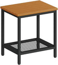 Outdoor Side Table with Storage 2-Tier Patio End Tables Wood by Wehaveahome