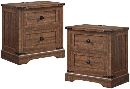 T4TREAM 24" Farmhouse Nightstand Set of 2, Reclaimed Barnwood by T4TREAMFurniture