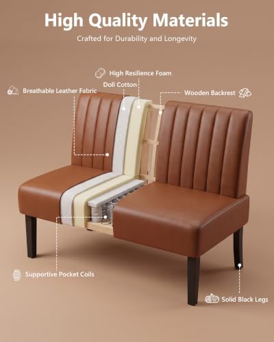 Armless Loveseat, Faux Leather Loveseat - Image 6