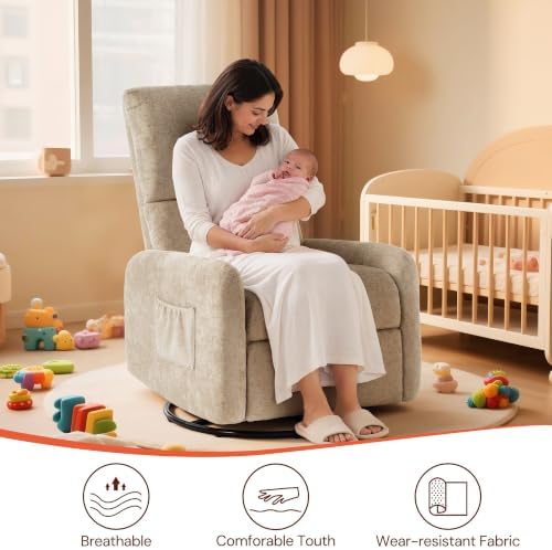 Korser 360° Rocking Chair, Nursery Rocker Chair - Image 5