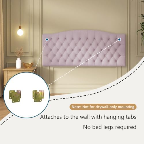 Furpopup Velvet Queen Size Headboard Only, Upholstered Wall Mount - Image 4