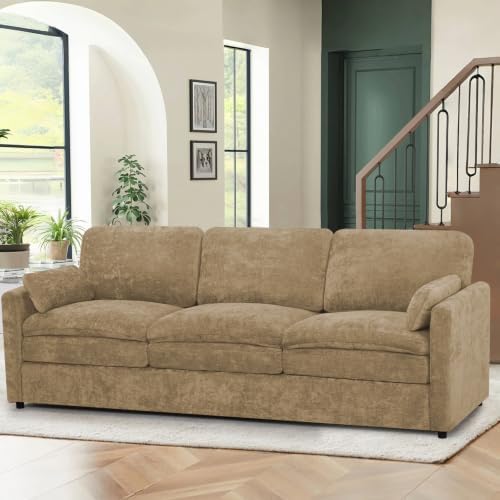 89” Chenille 3-Seater Sofa w/Two Arm Pillows - Image 3