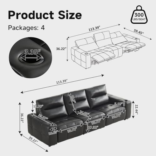 Zero Gravity Electric Recliner Sofas Genuine Leather Couch - Image 2