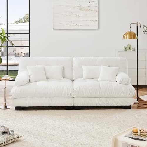 Modular Sectional Sofa for Living Room, 94.4" Comfy Cloud Couch, 2 Seater White - Image 3